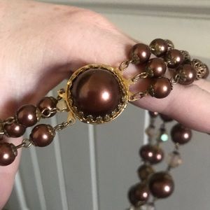 Brown 3-tiered vintage necklace